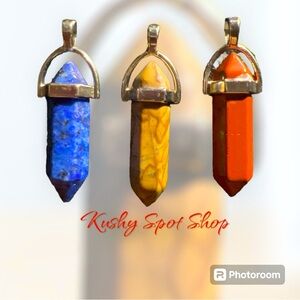 Vintage Gemstone Pendant Lot Lapis Lazuli 💙, Sunstone ☀️& Petrified Woodstone?